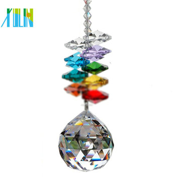 Faceted 40mm Green Glass Crystal Chandeliers Ball For Hangings